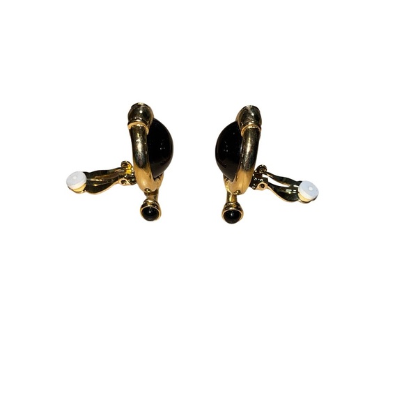 Vintage Park Lane clip-on earrings Gold tone & Black Never Worn elegant detailed - Picture 4 of 5